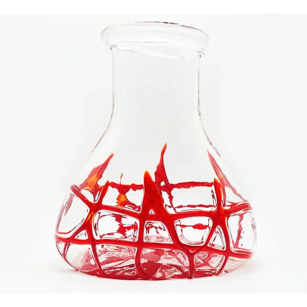 Hand-blown Red Flame Art Glass Vase By Margie’s Garden